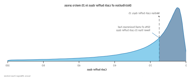 Graph showing both the distribution of cash buffer days in 25 metro areas